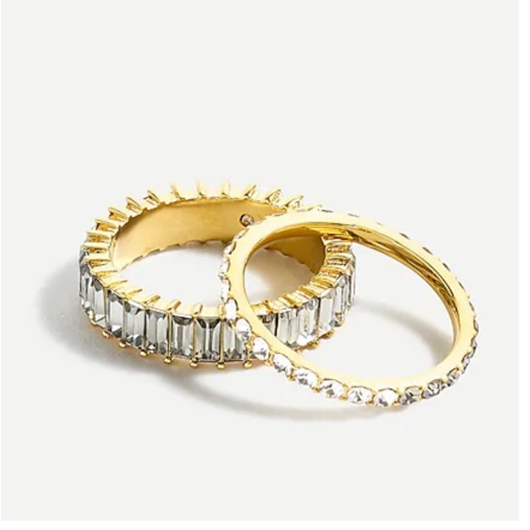 J. Crew Color block Stack Ring Set Black Diamond - Picture 2 of 4